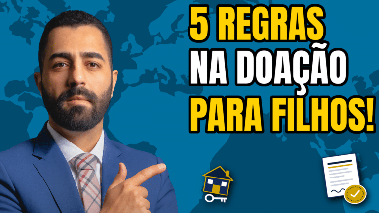 Advogado Douglas Cavalheiro aponta para texto "5 Regras na Doação para Filhos"